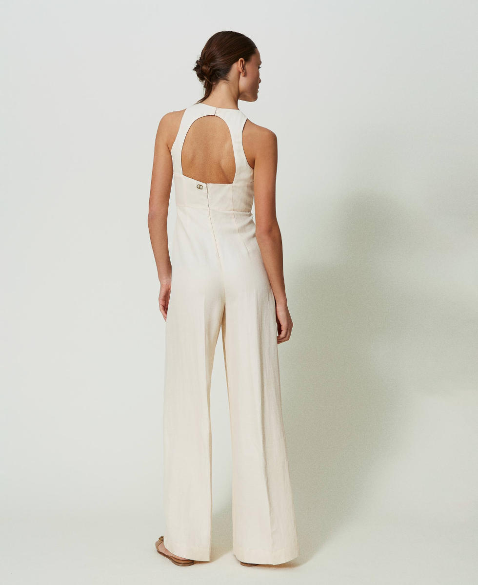 Mono largo de mezcla de lino Beige "Parchment" Mujer 241TT2105_07222_03