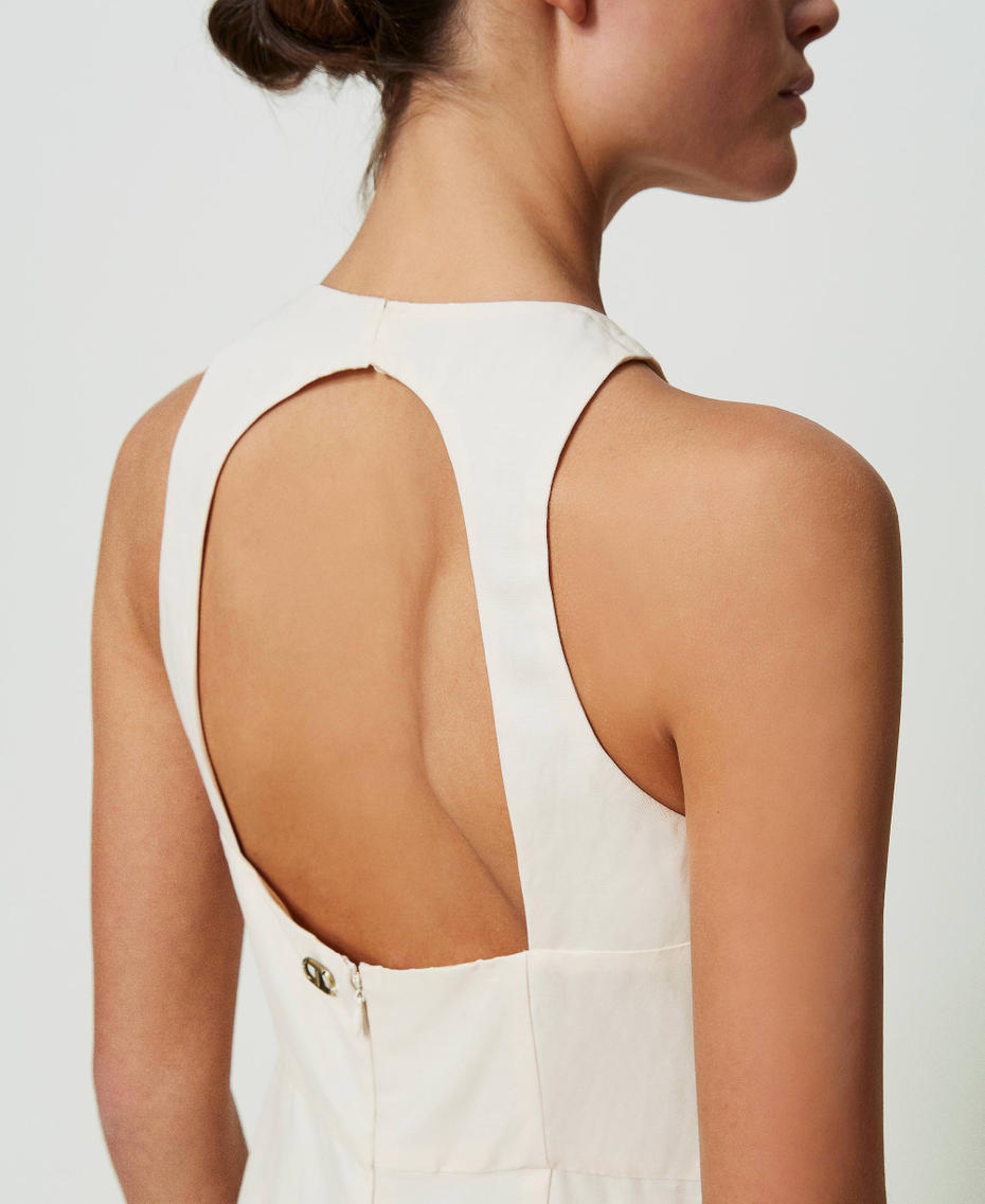 Long linen blend jumpsuit "Parchment" Beige Woman 241TT2105_07222_04