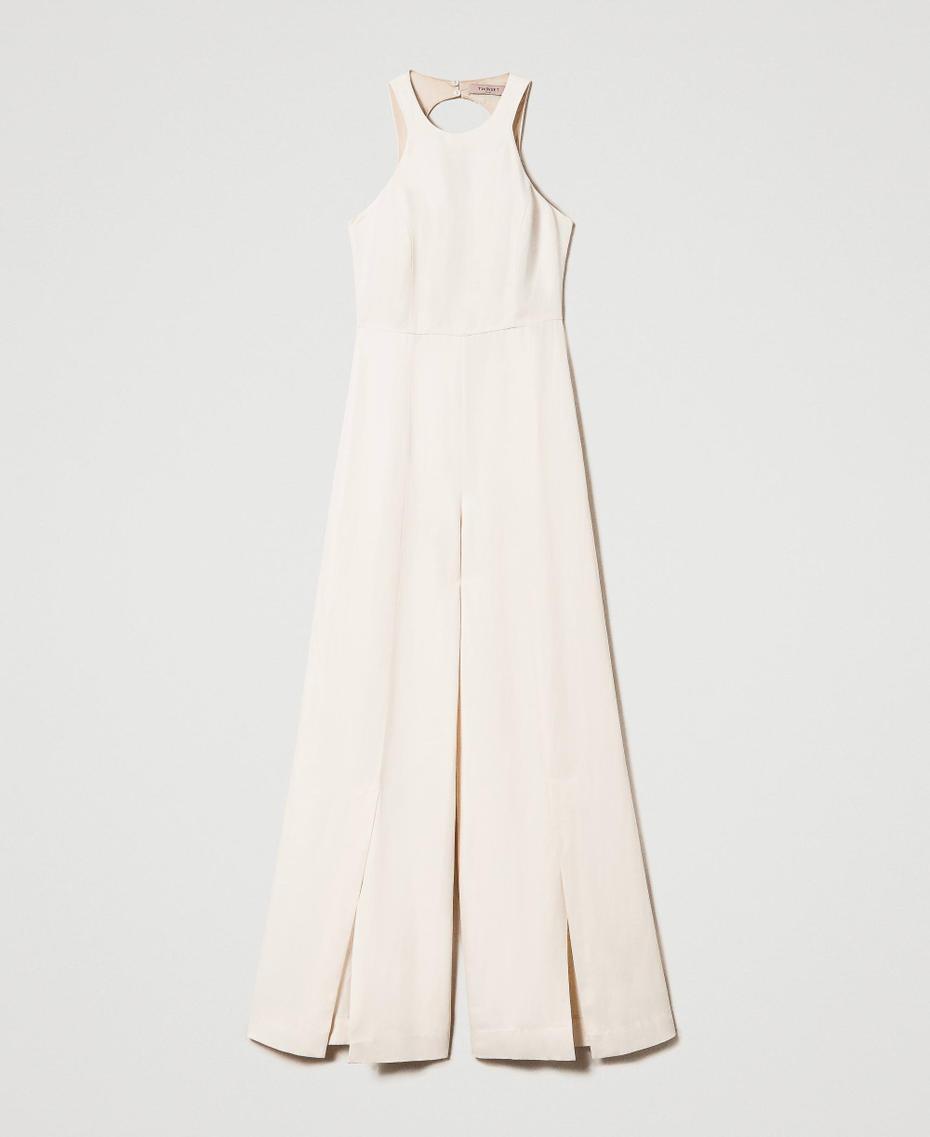 Long linen blend jumpsuit "Parchment" Beige Woman 241TT2105-0S