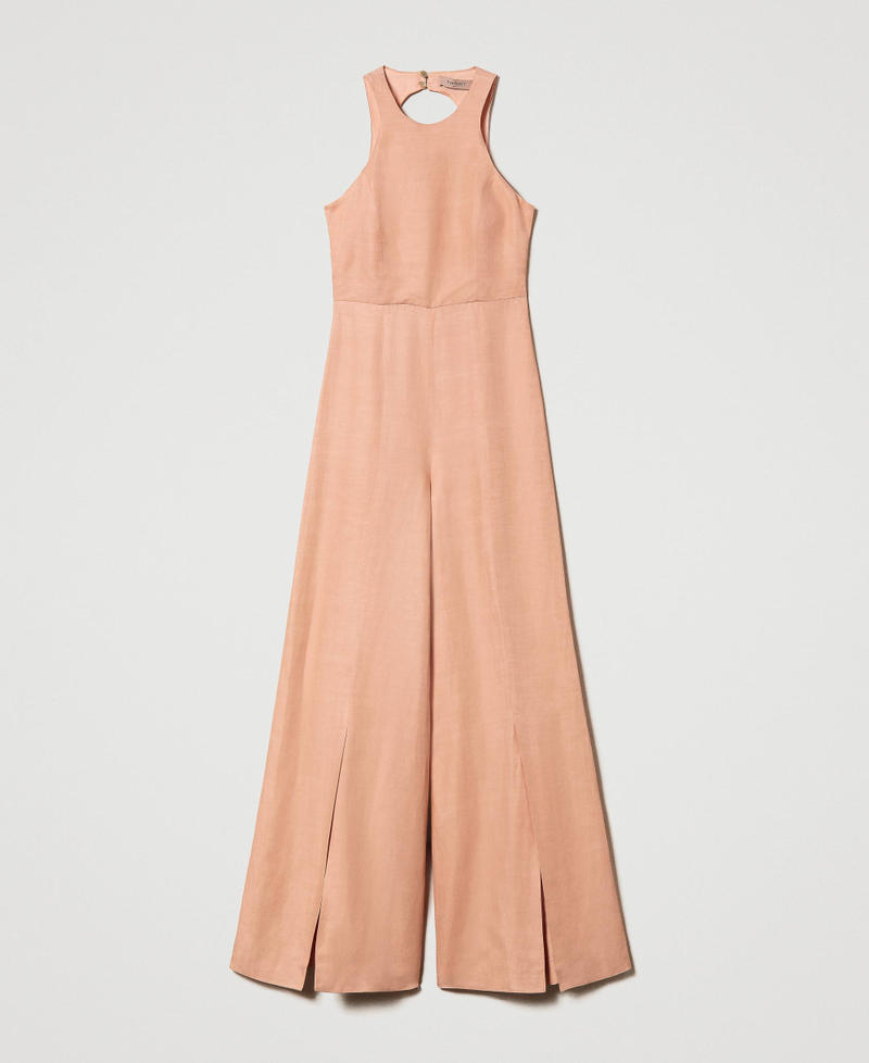 Long linen blend jumpsuit