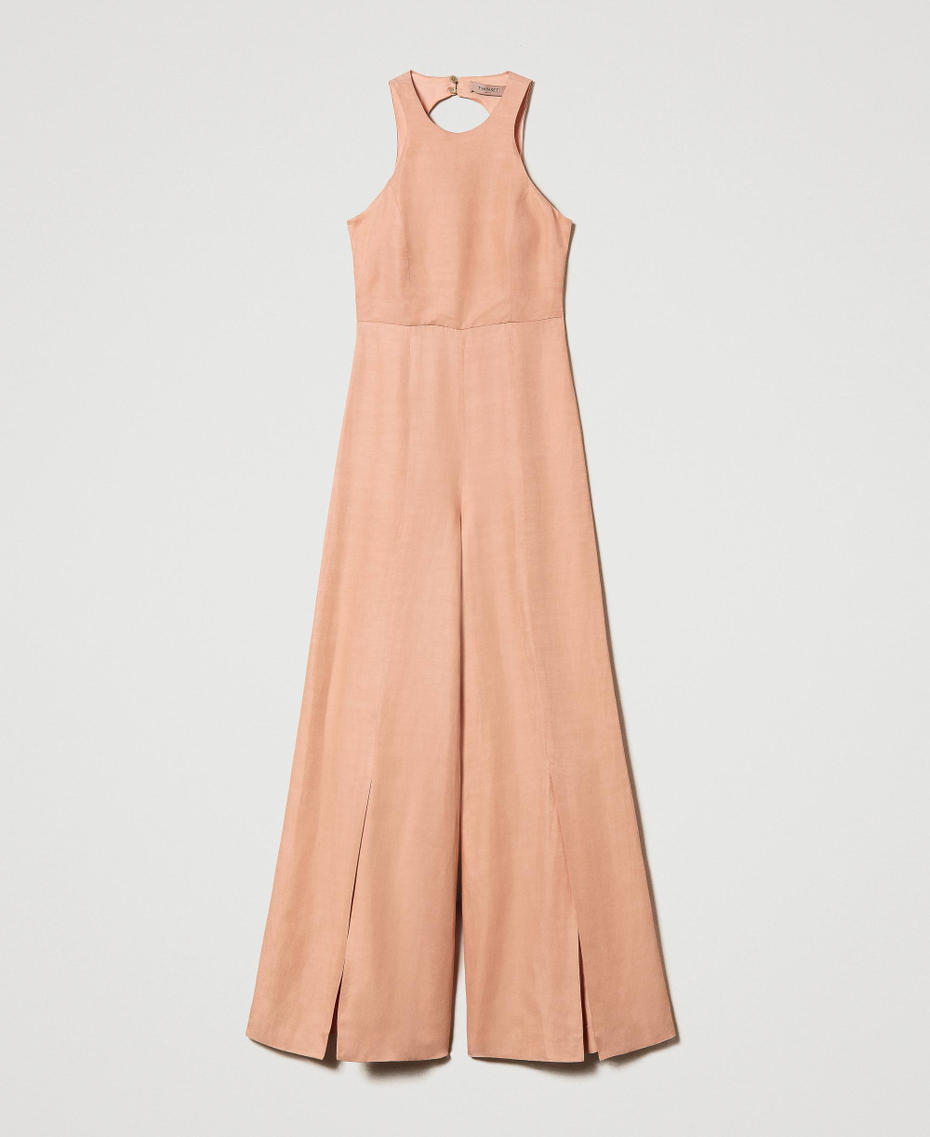 Long linen blend jumpsuit “Cactus Dahlia” Pink Woman 241TT2105-0S
