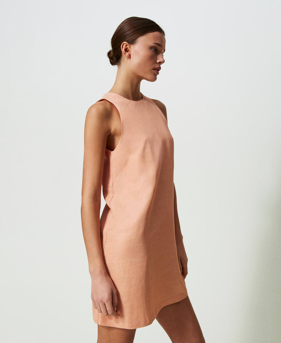 Short linen blend dress