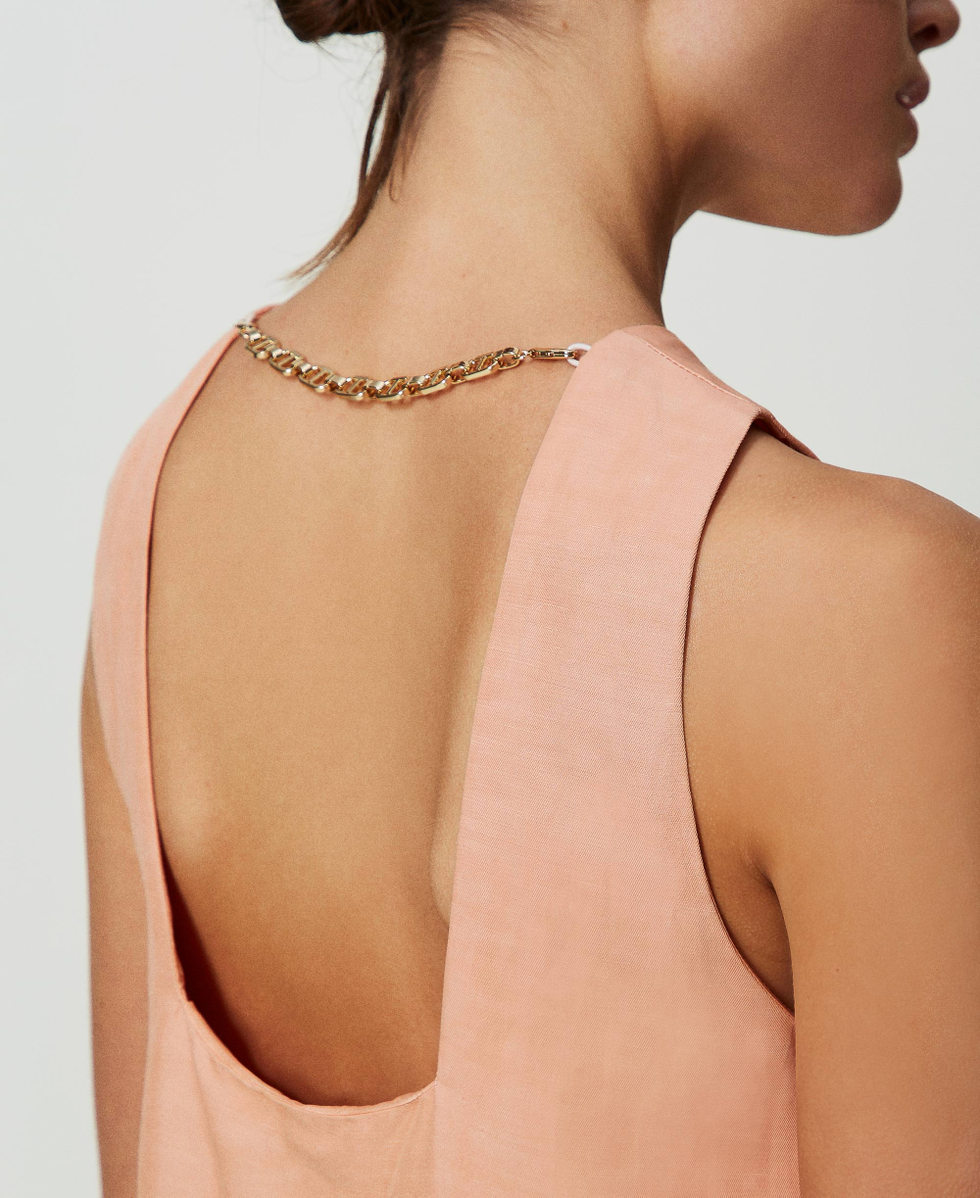 Short linen blend dress