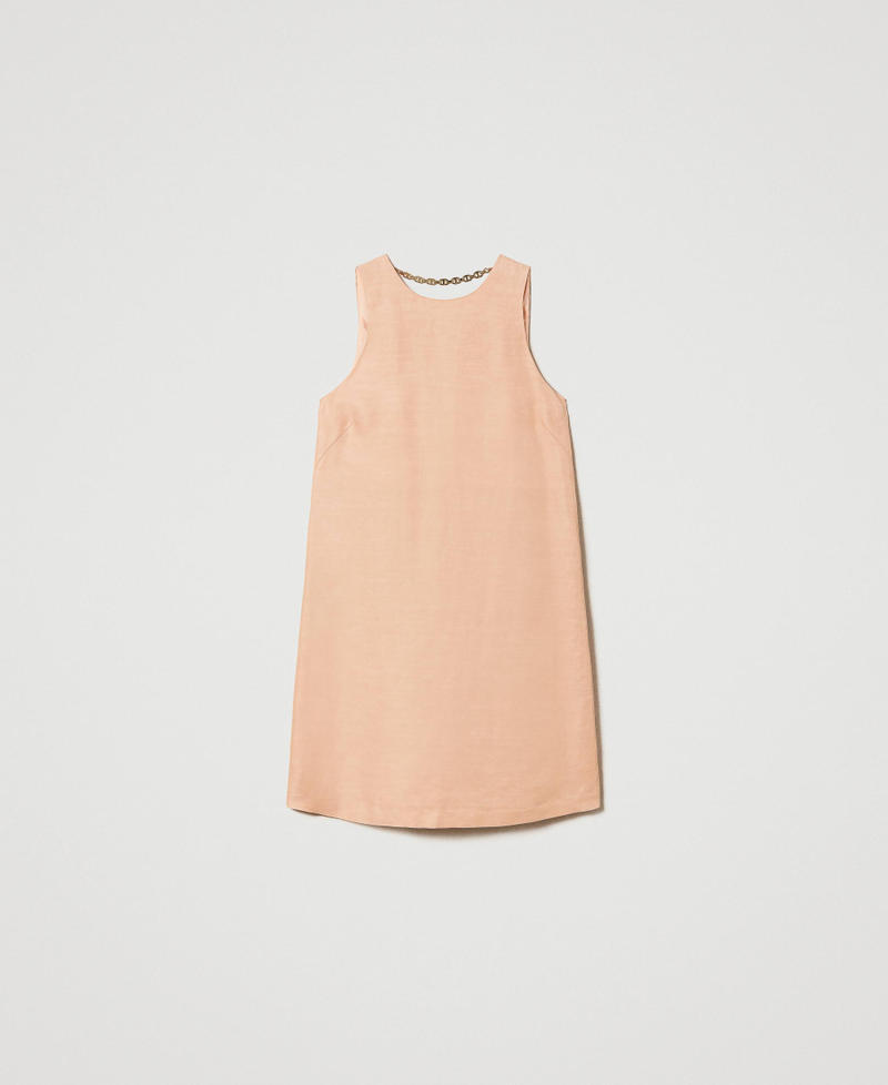 Короткое платье из смесового льна Розовый "Кактус Георгин" женщина 241TT2106-0S