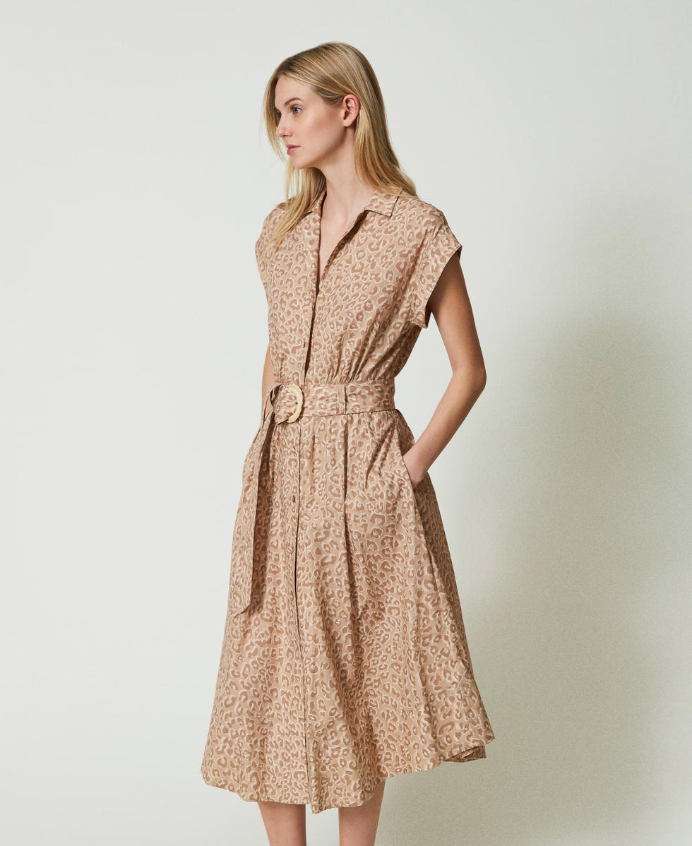 Robe midi en popeline animali&egrave;re