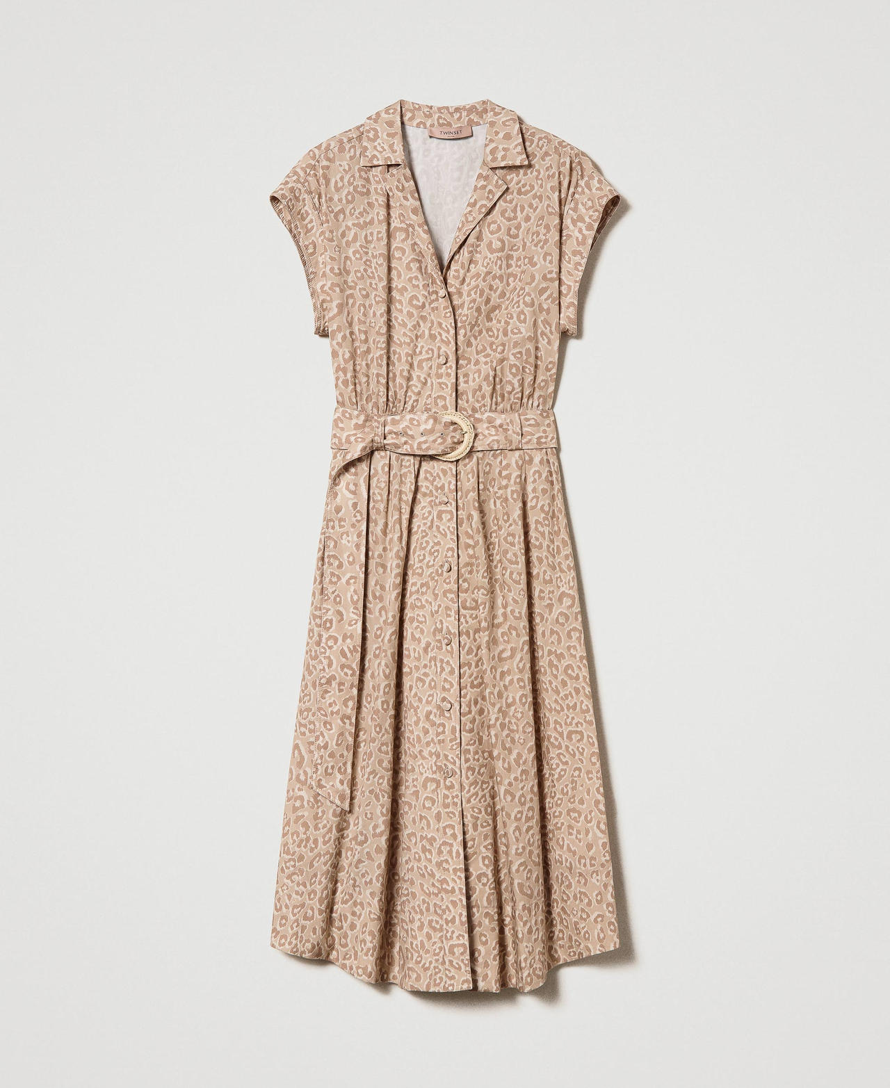 Robe midi en popeline animalière