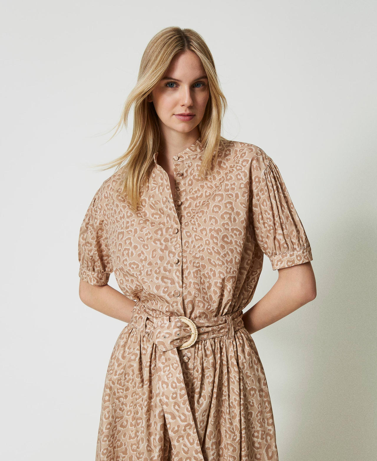 Animal print poplin shirt