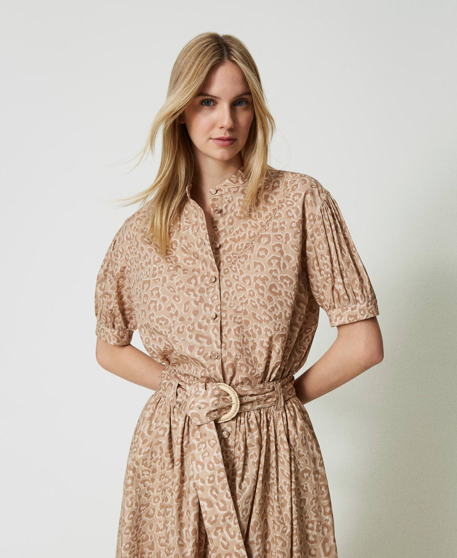Animal print poplin shirt