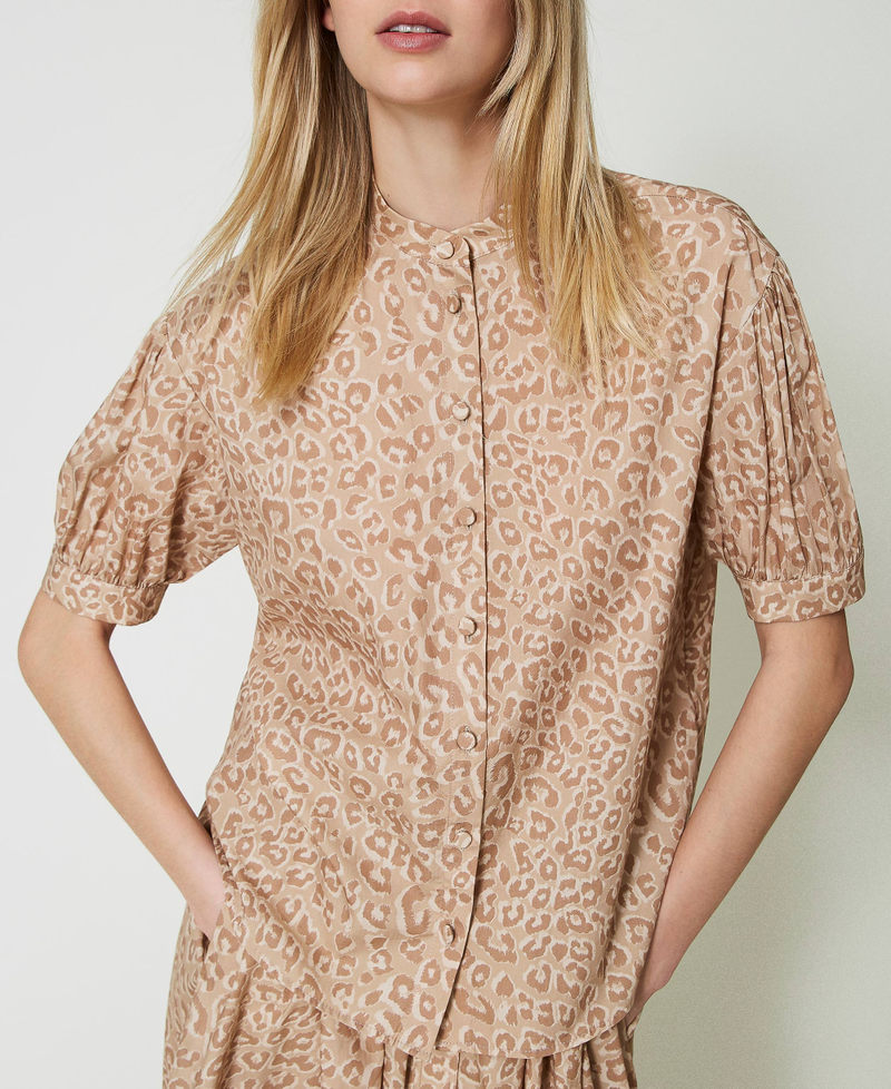 Camisa de popelina con estampado animal Estampado Animal Print / Beige "Ginger Root" Mujer 241TT2115-04