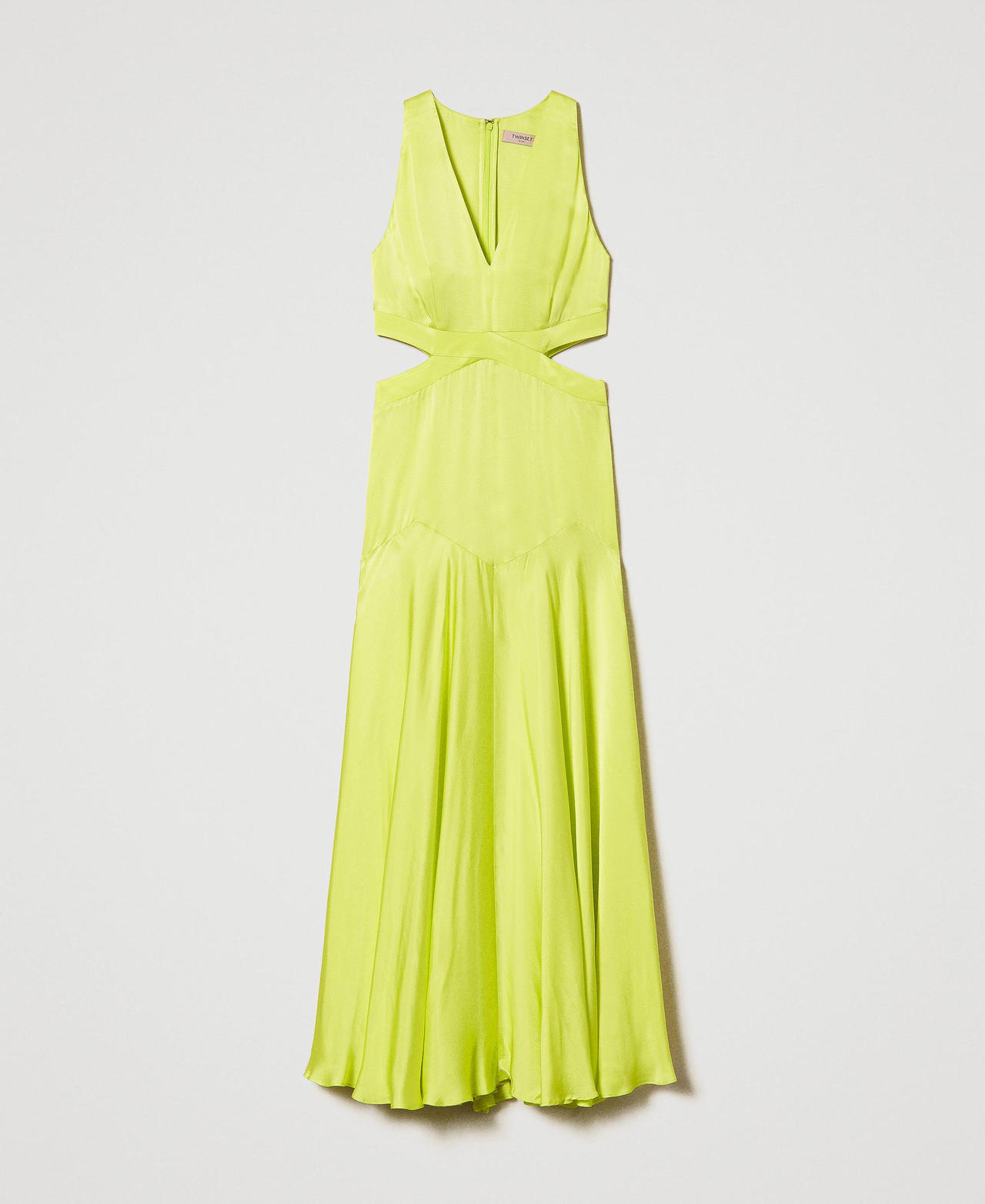 Long satin dress with cutout