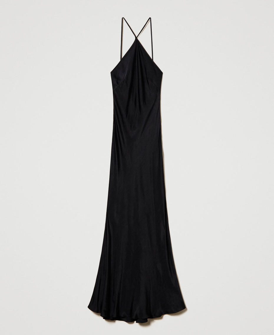 Robe longue en satin Noir Femme 241TT2161-0S