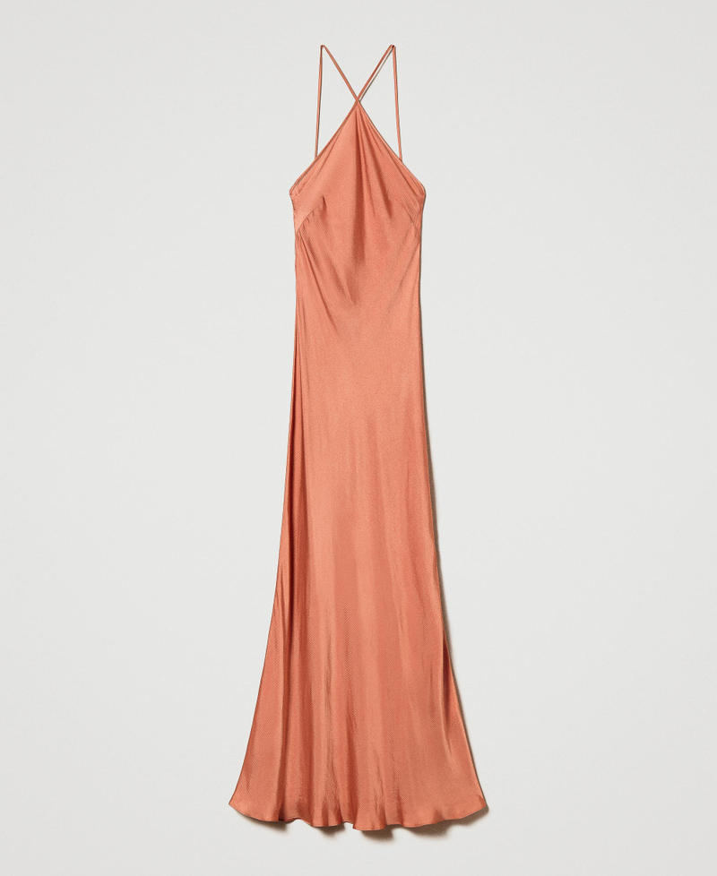 Long satin dress "Canyon Sunset" Orange Woman 241TT2161-0S