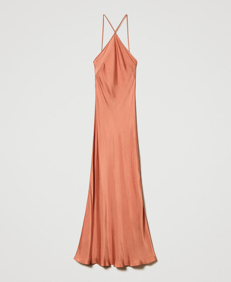 Long satin dress "Canyon Sunset" Orange Woman 241TT2161_11536_S0