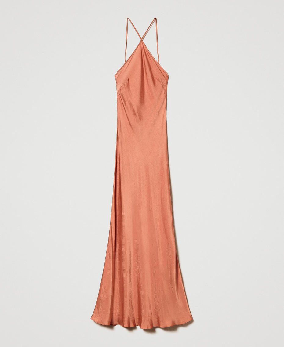 Long satin dress "Canyon Sunset" Orange Woman 241TT2161_11536_S0