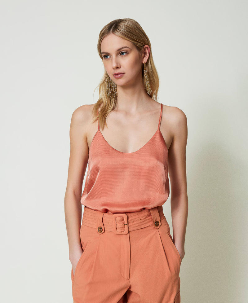 Satin top with thin shoulder straps