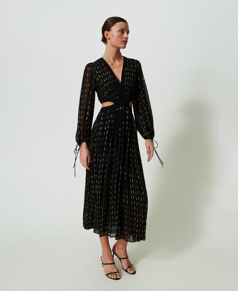 Long georgette dress with embroidery