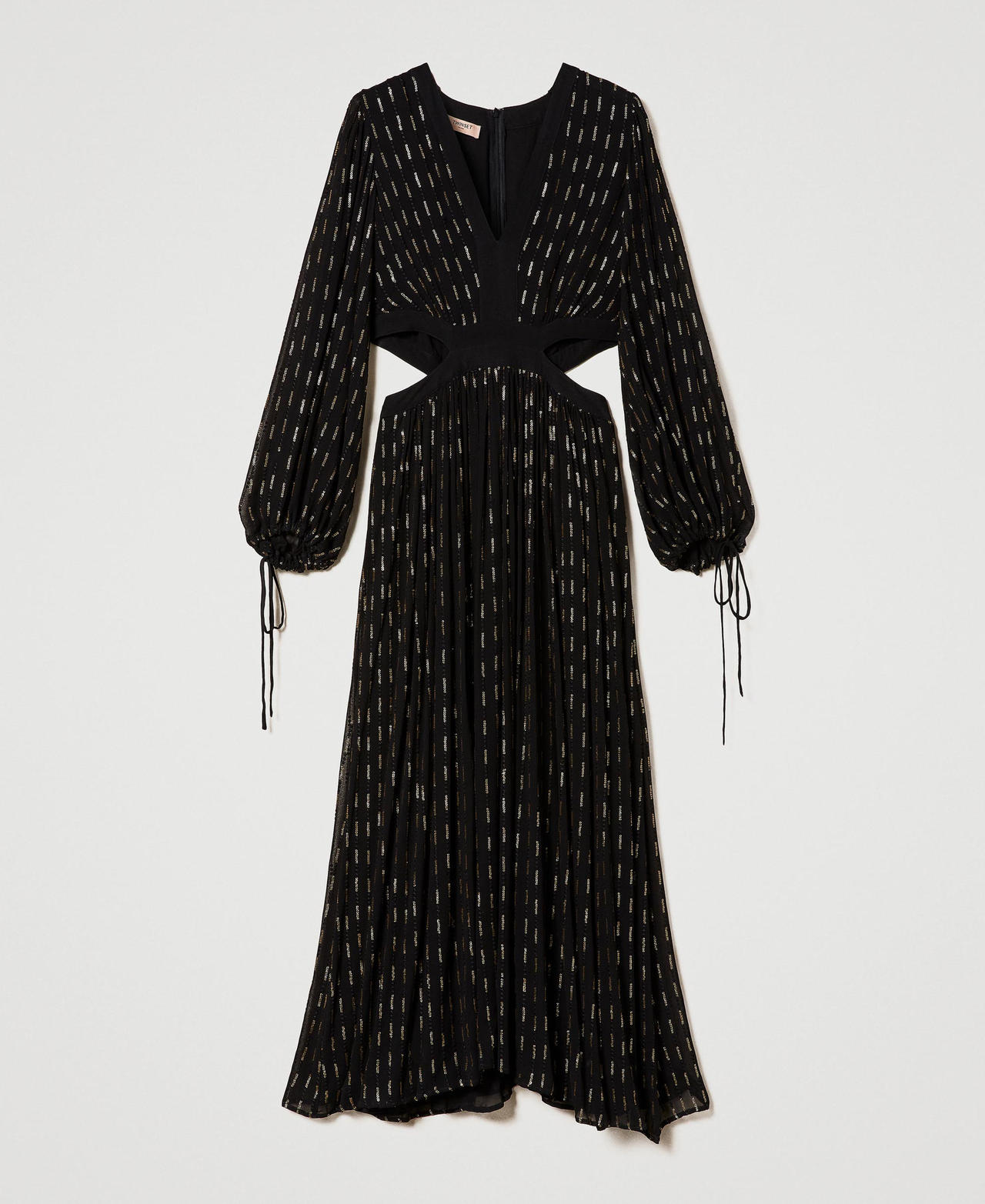 Long georgette dress with embroidery