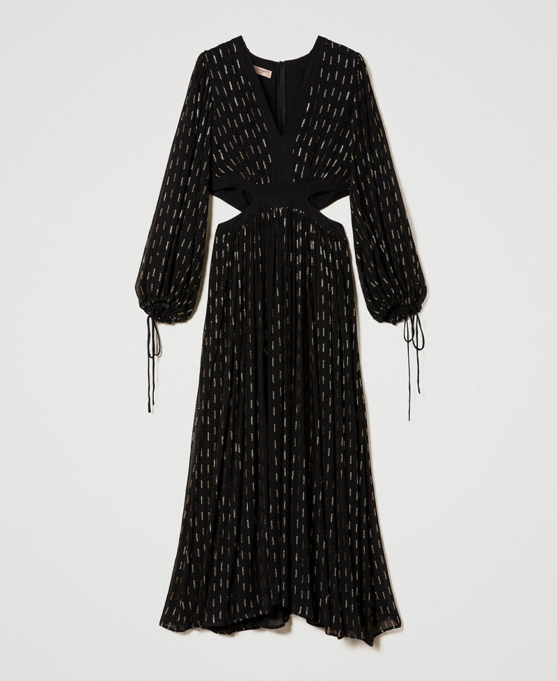 Long georgette dress with embroidery Black Woman 241TT2170-0S