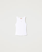 Milano Ribbedtee Ribbed knit top with Oval T Woman, White | TWINSET Milano