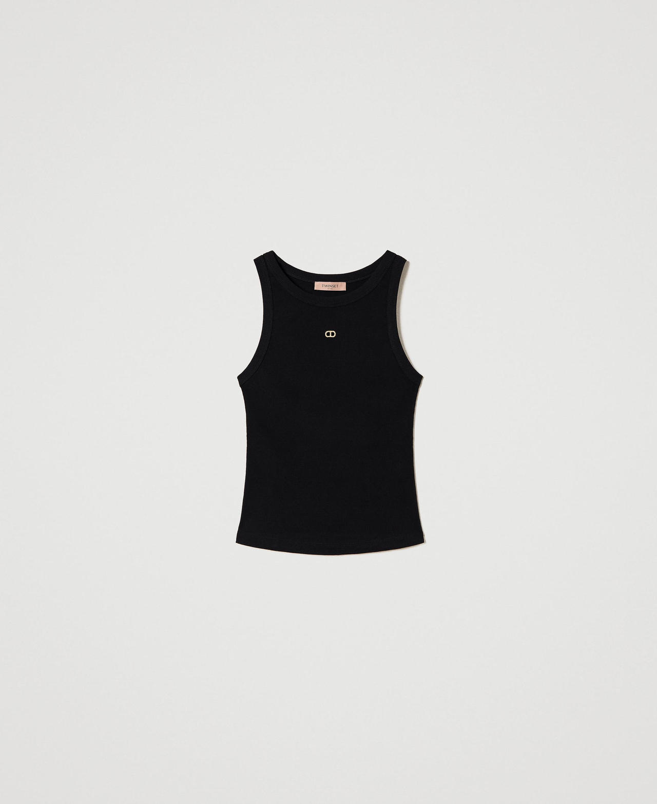 Ribbed knit top with Oval T