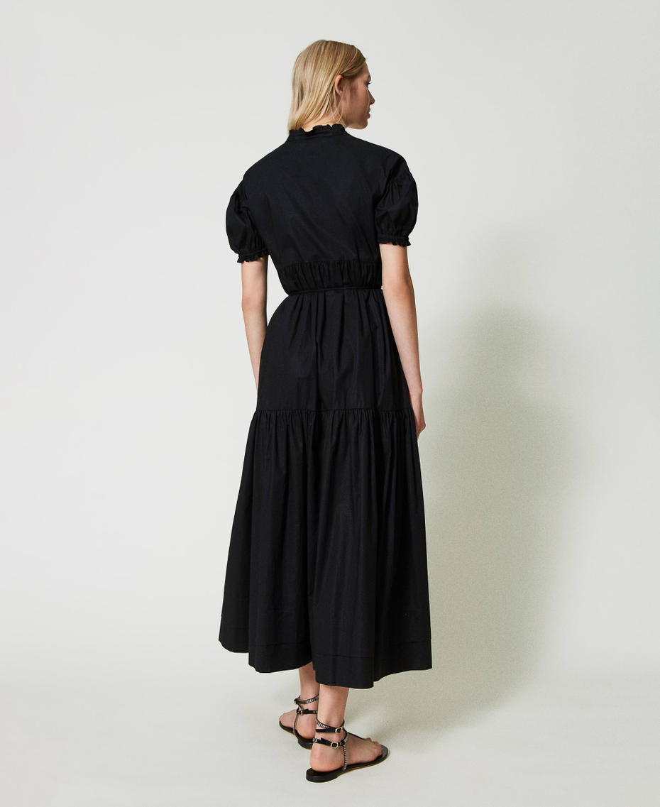 Long poplin dress with Oval T