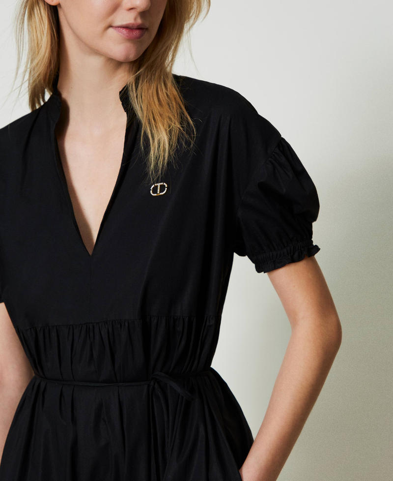 Long poplin dress with Oval T
