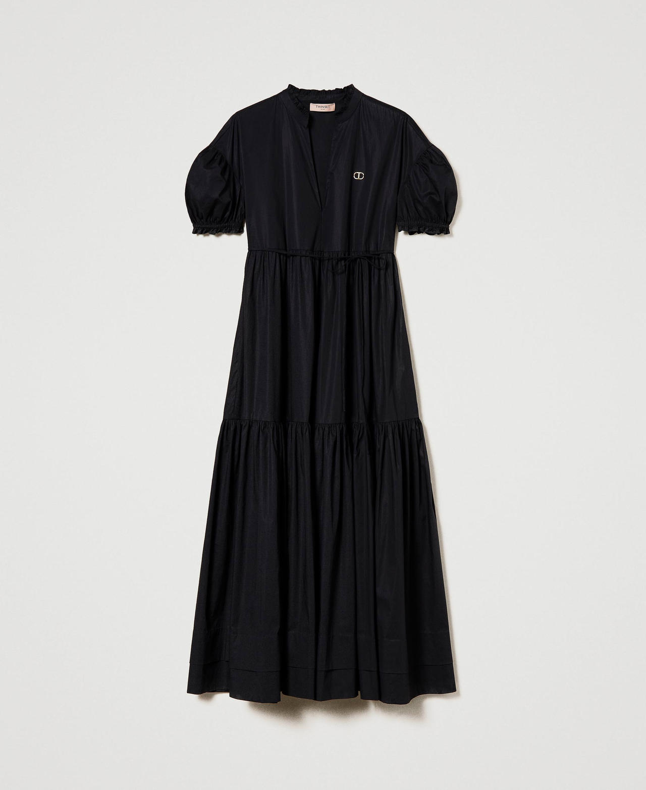 Vestido largo de popelina con Oval T Negro Mujer 241TT2190-0S