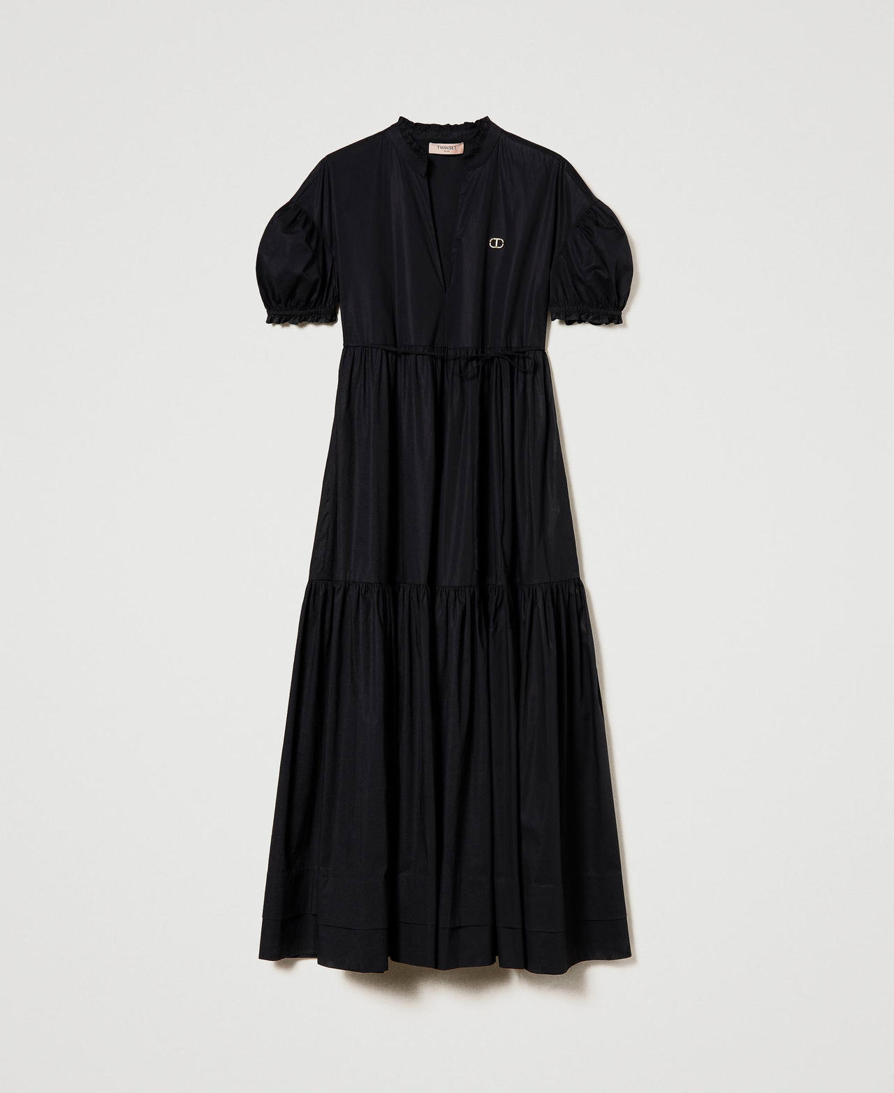 Long poplin dress with Oval T