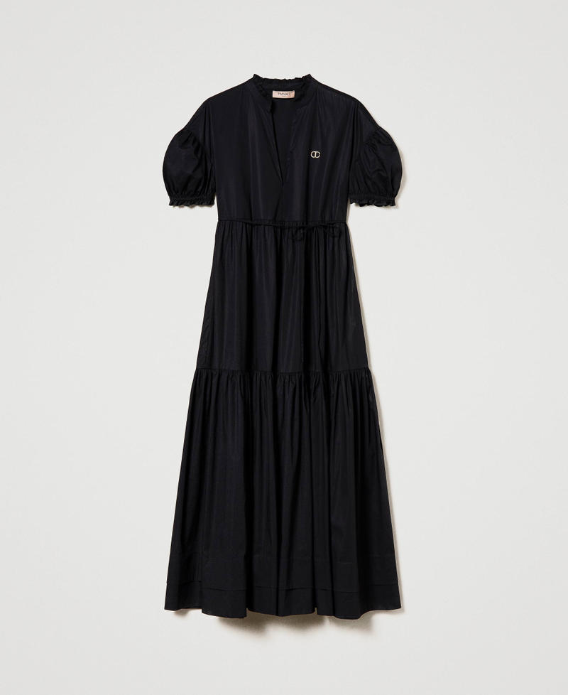 Long poplin dress with Oval T Black Woman 241TT2190-0S
