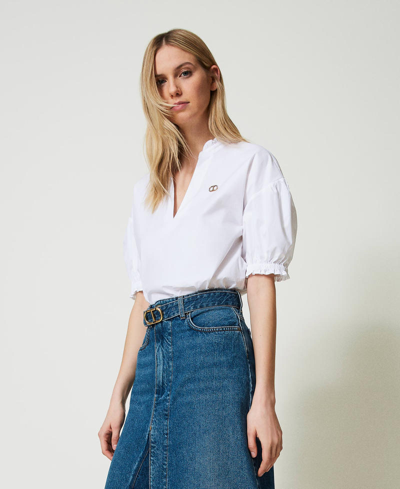 Poplin blouse with Oval T White Woman 241TT2191_00001_02