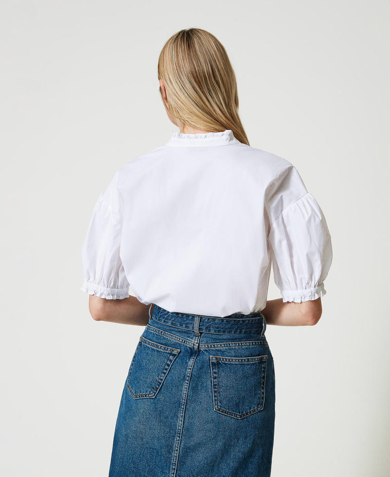 Poplin blouse with Oval T White Woman 241TT2191-03