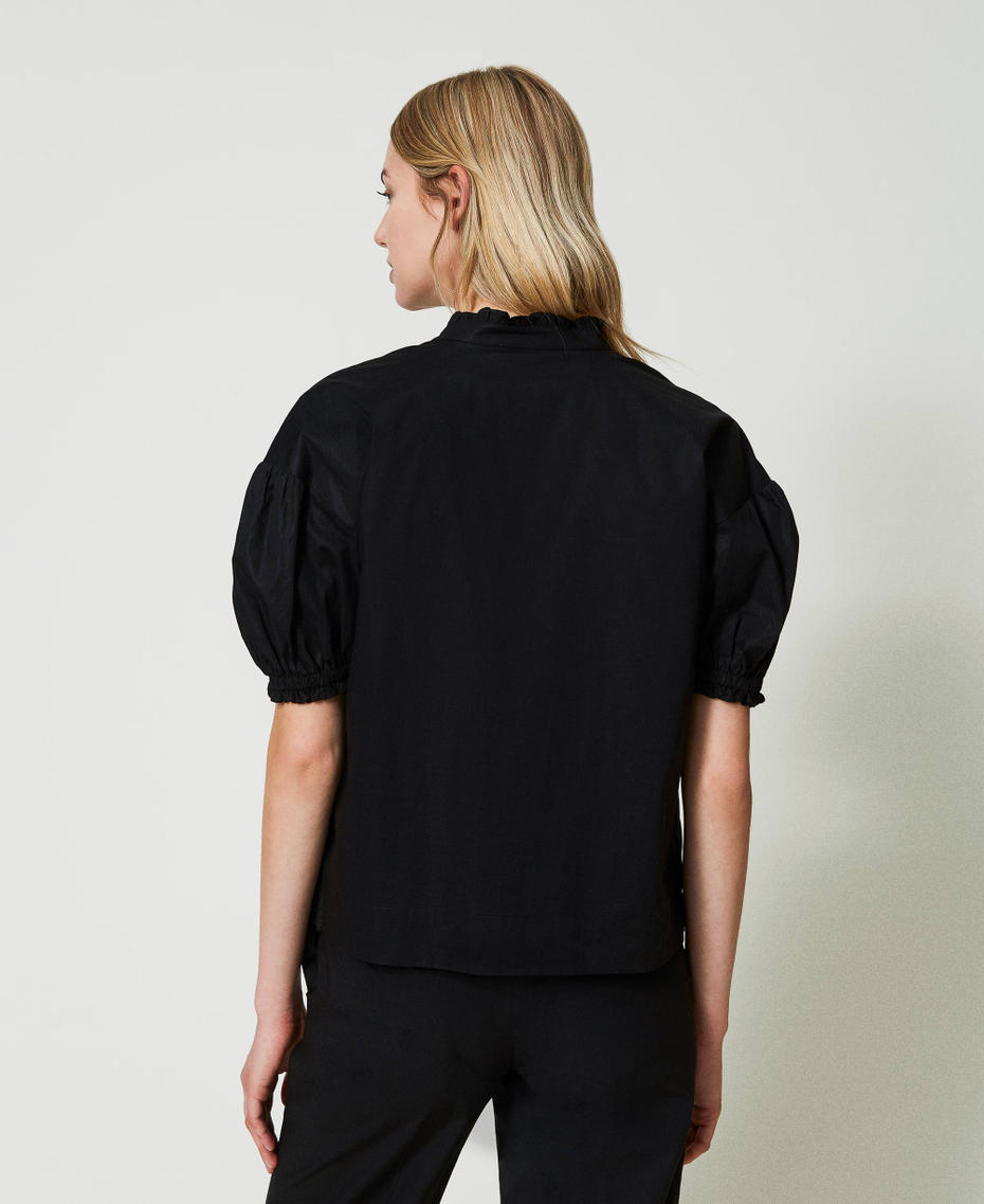Poplin blouse with Oval T Black Woman 241TT2191-03