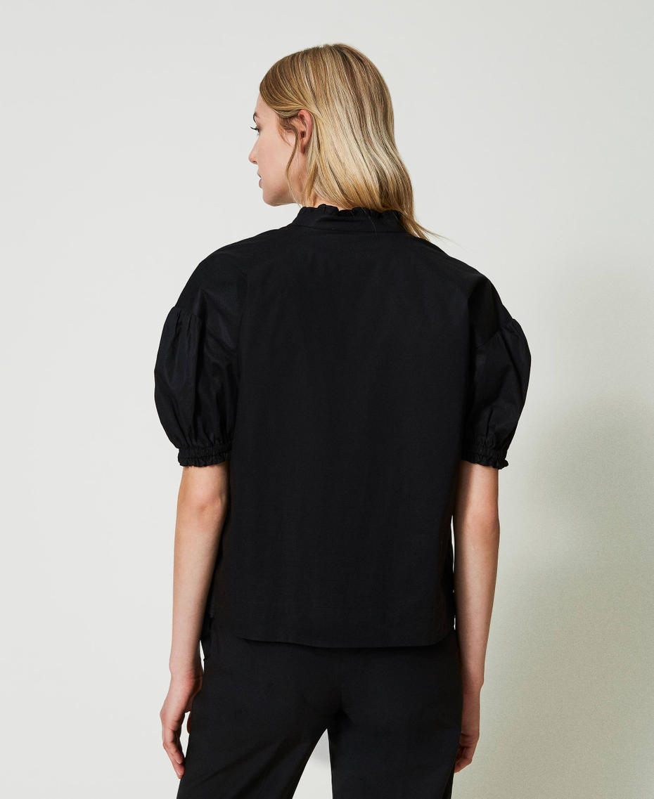 Poplin blouse with Oval T Black Woman 241TT2191_00006_03