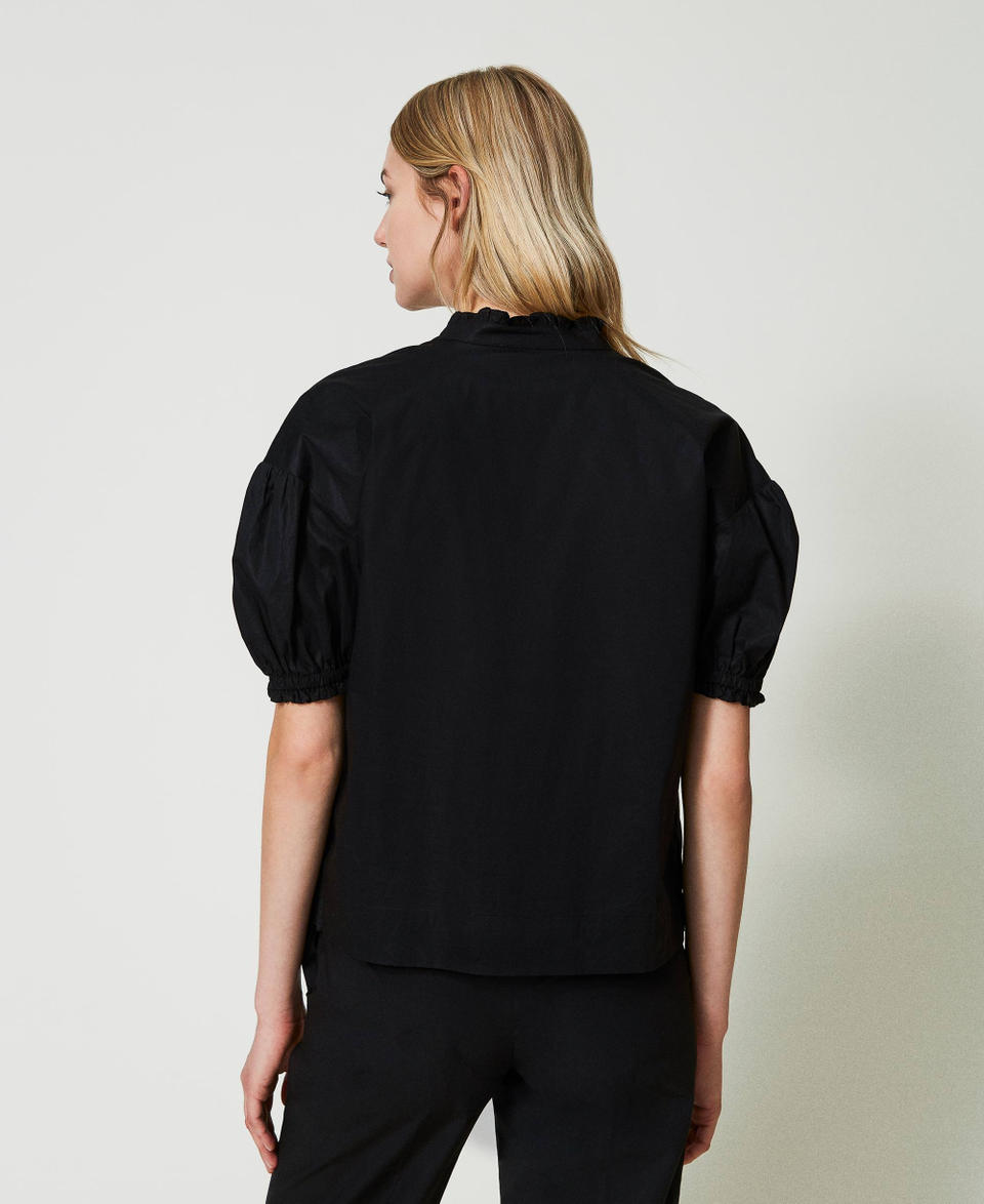 Blusa in popeline con Oval T Nero Donna 241TT2191_00006_03