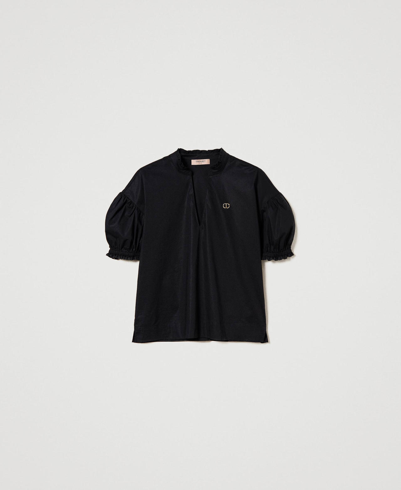Blusa in popeline con Oval T
