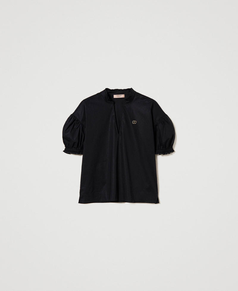 Blusa in popeline con Oval T