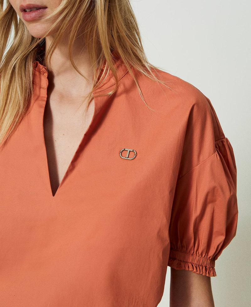 Poplin blouse with Oval T "Canyon Sunset" Orange Woman 241TT2191_11536_04