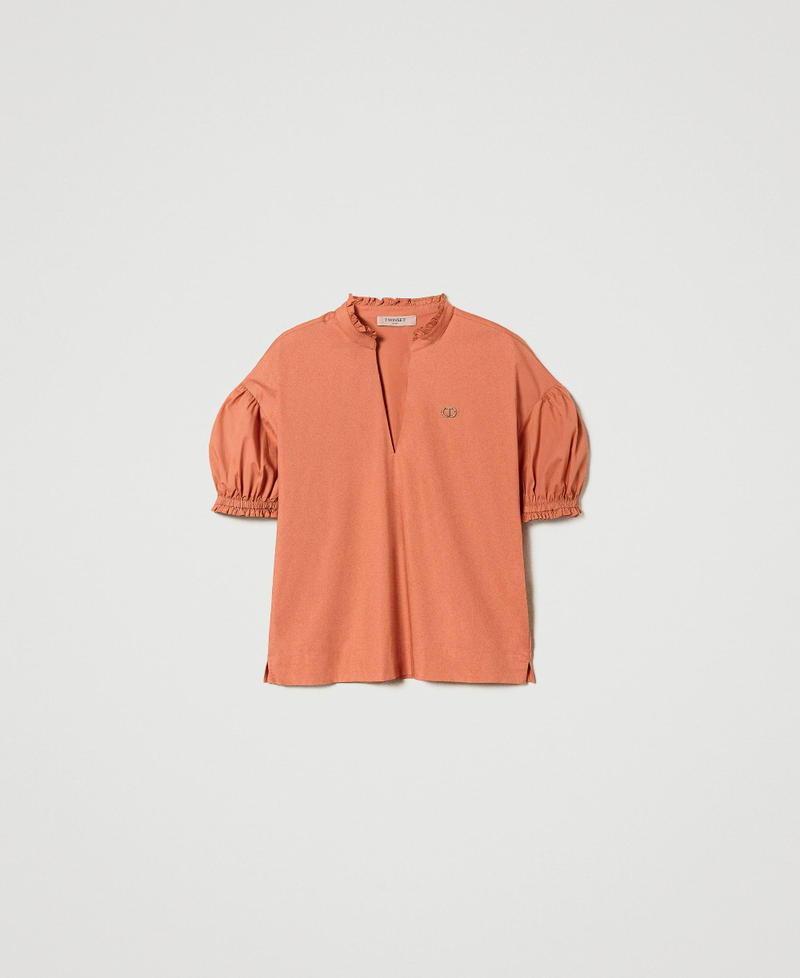 Poplin blouse with Oval T "Canyon Sunset" Orange Woman 241TT2191-0S