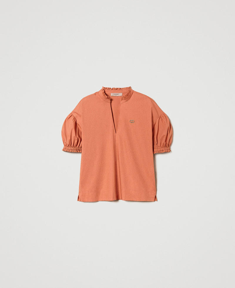 Poplin blouse with Oval T "Canyon Sunset" Orange Woman 241TT2191_11536_S0