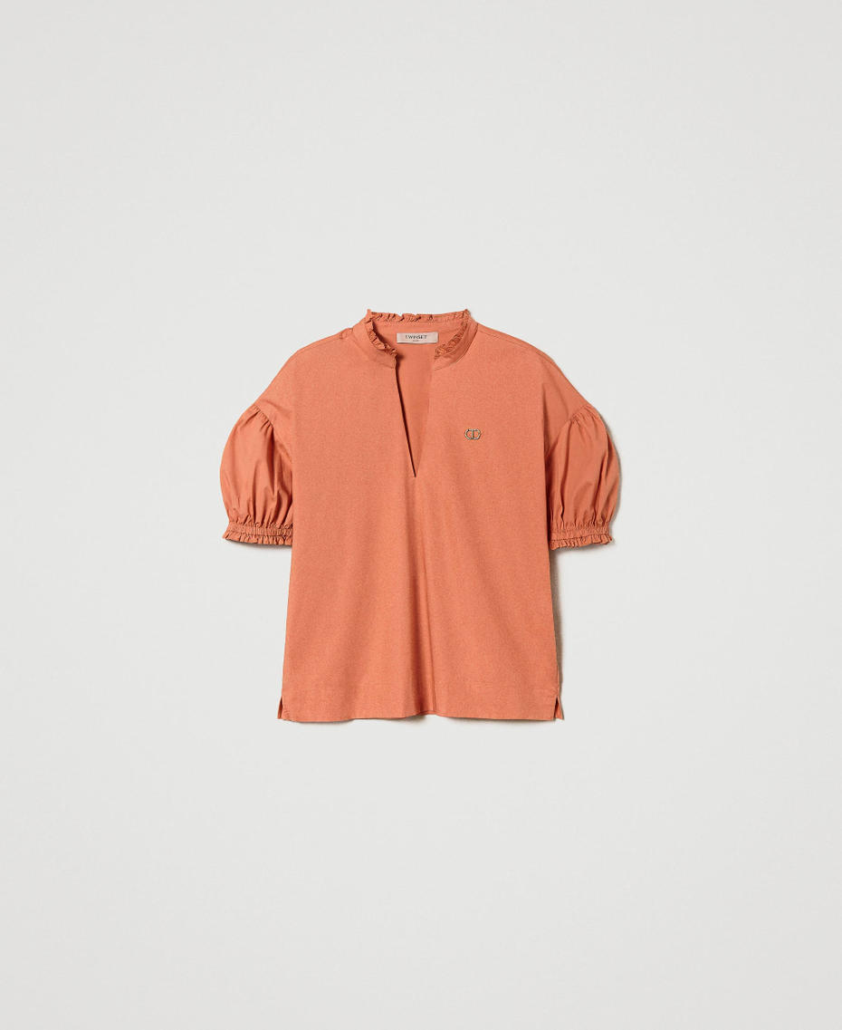 Poplin blouse with Oval T "Canyon Sunset" Orange Woman 241TT2191-0S