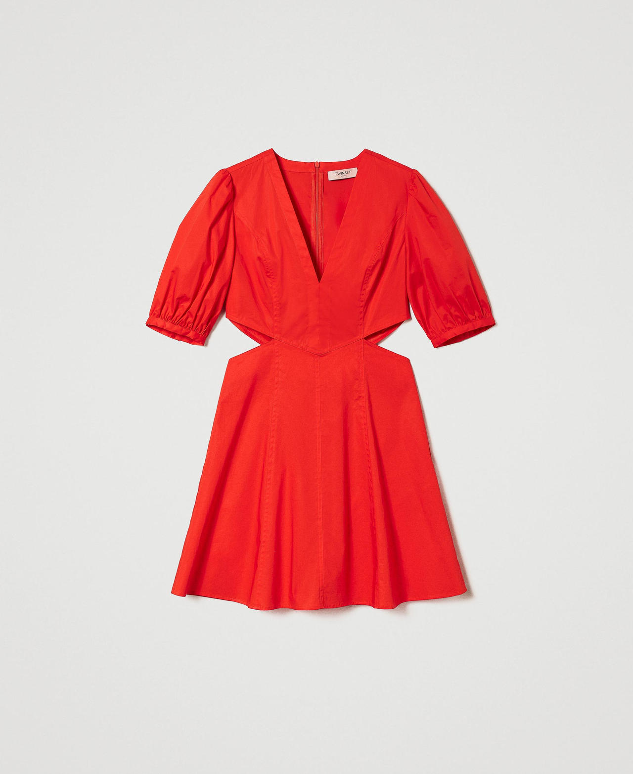 Robe courte en popeline avec ajours