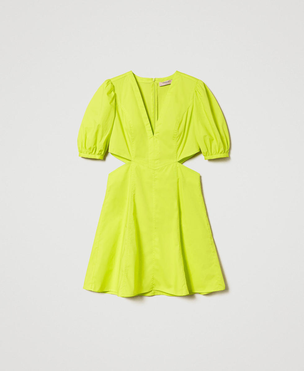 Short poplin dress with cutout Woman, Yellow | TWINSET Milano