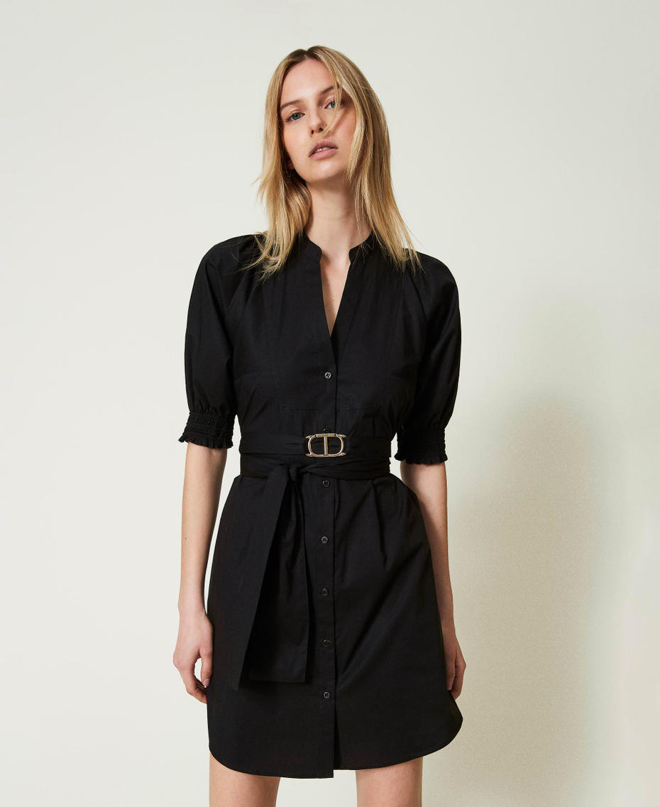 Robe courte chemisier en popeline