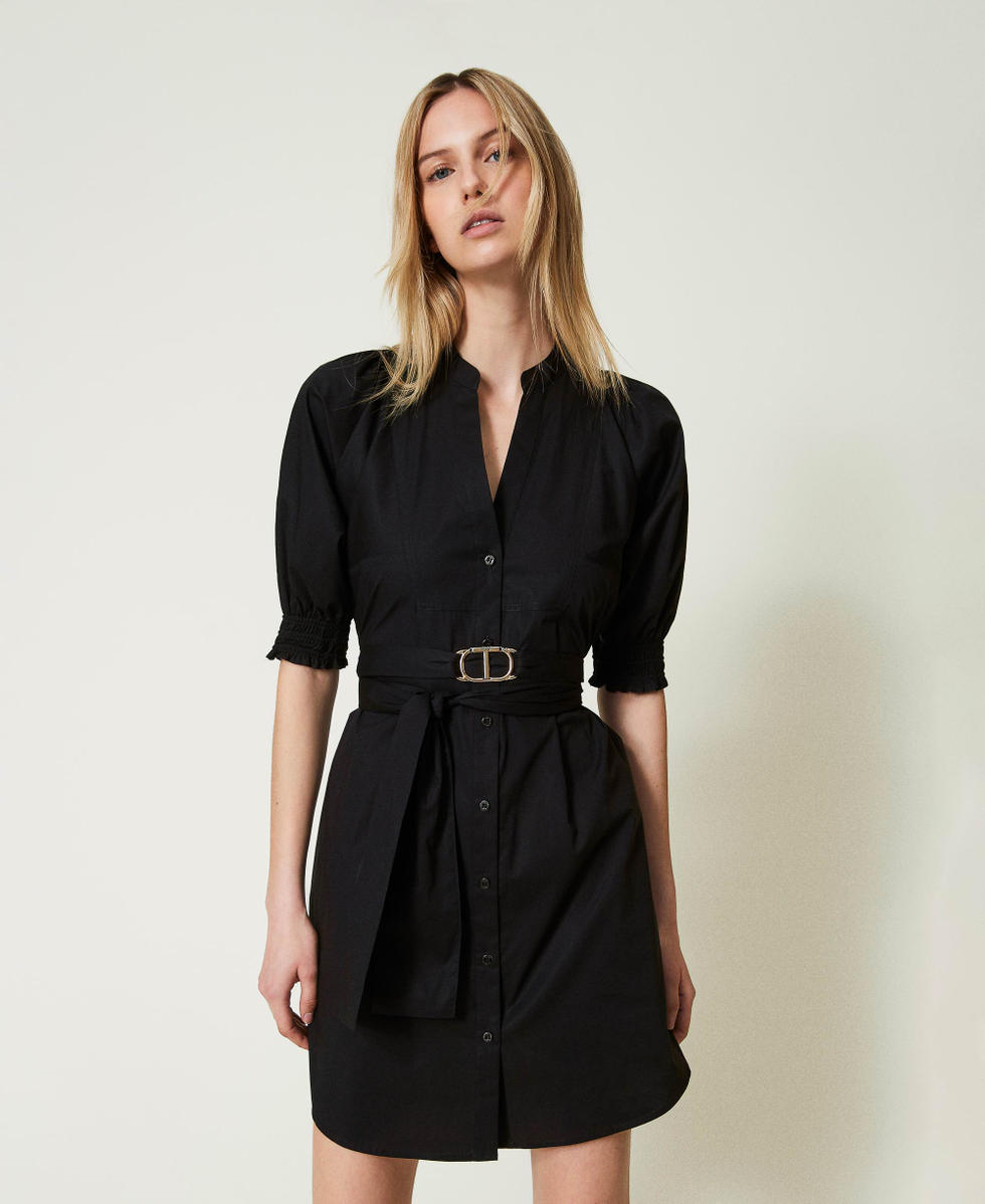 Robe chemisier noire femme clearance