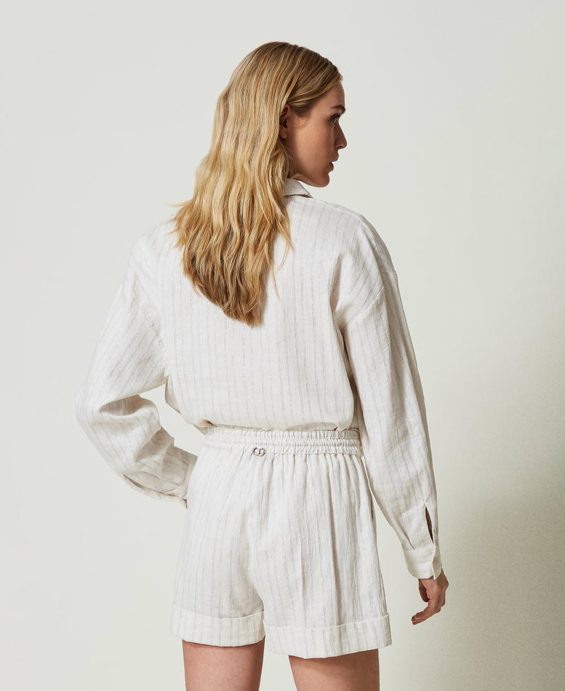 Linen blend shorts with lurex stripes