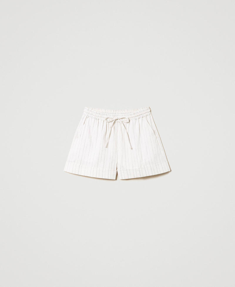Shorts in misto lino a righe lurex