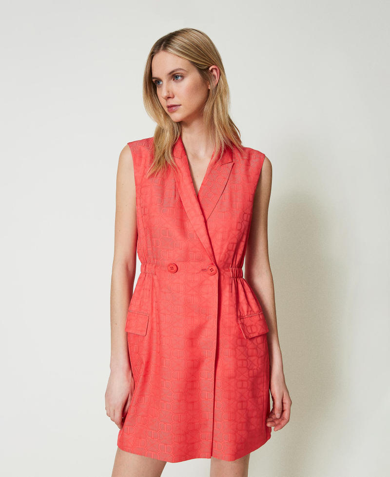 Short double-breasted jacquard dress