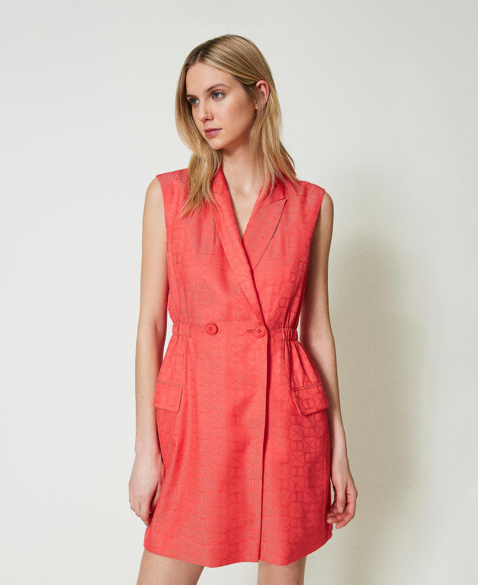 Short double-breasted jacquard dress