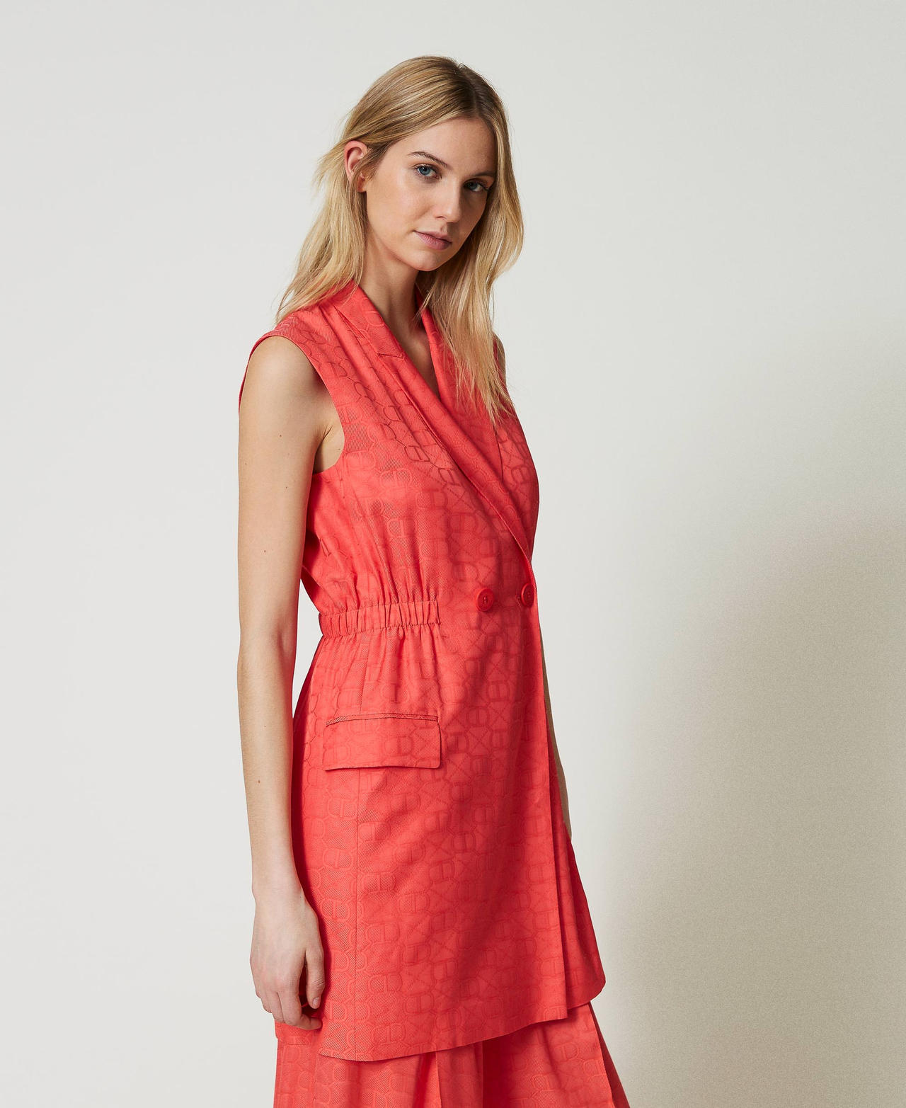 Short double-breasted jacquard dress
