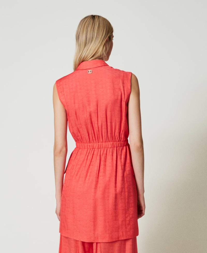 Короткое двубортное жаккардовое платье Розовый "Блеск для губ" женщина 241TT2242-03